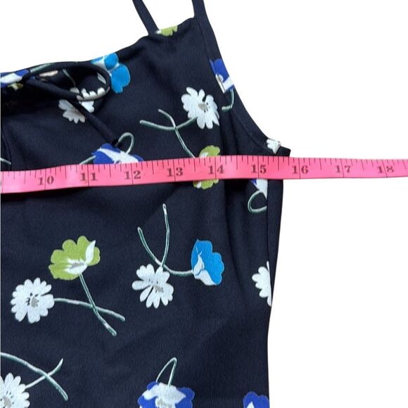 90s Y2K Vintage Black Floral Mini Dress Peek A Boo Scoop Neck M Collection Small - Picture 2 of 6